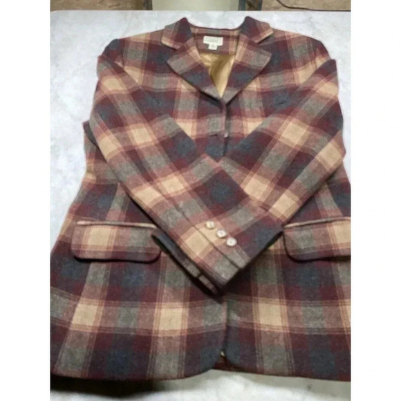 Vintage L.L. Bean Plaid Blazer Womens 8P Wool & Cashmere Blend - Picture 12 of 12